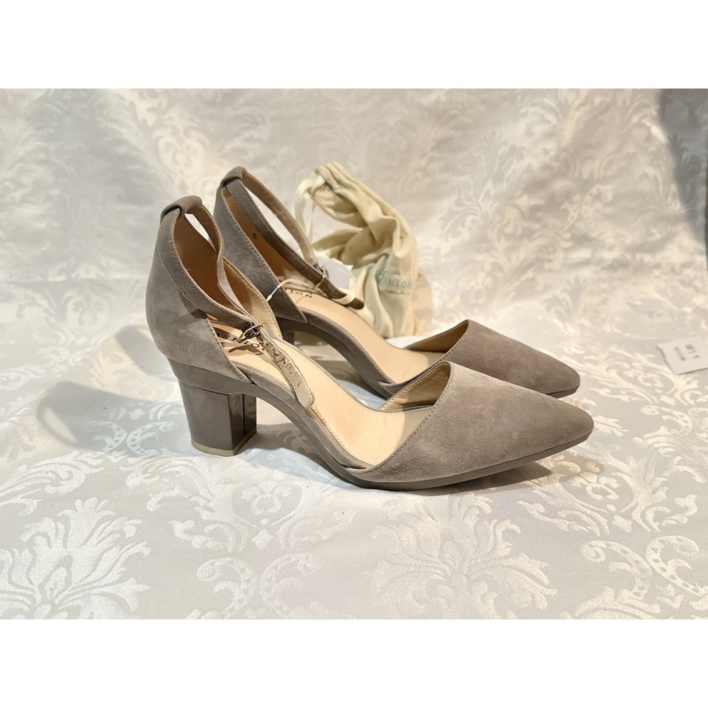 D'Orsay Convertible Heels from Pashion Footwear Taupe suede upper ankle strap 8 - Picture 9 of 9